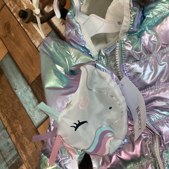 Puffy unicorn 🦄 hooded jacket with matching bag - Picture 2 of 16